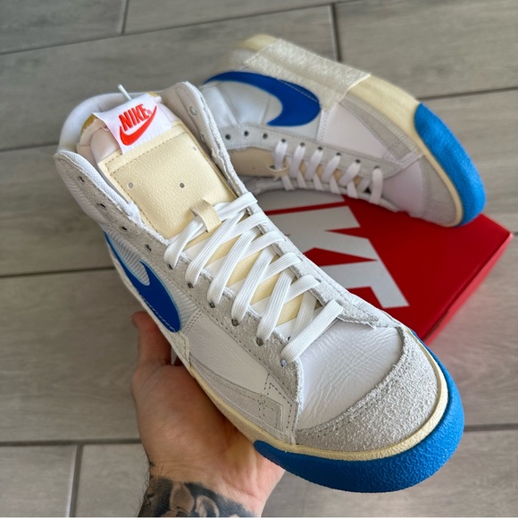 NIKE BLAZER MID WHITE BLUE - Picture 2 of 4